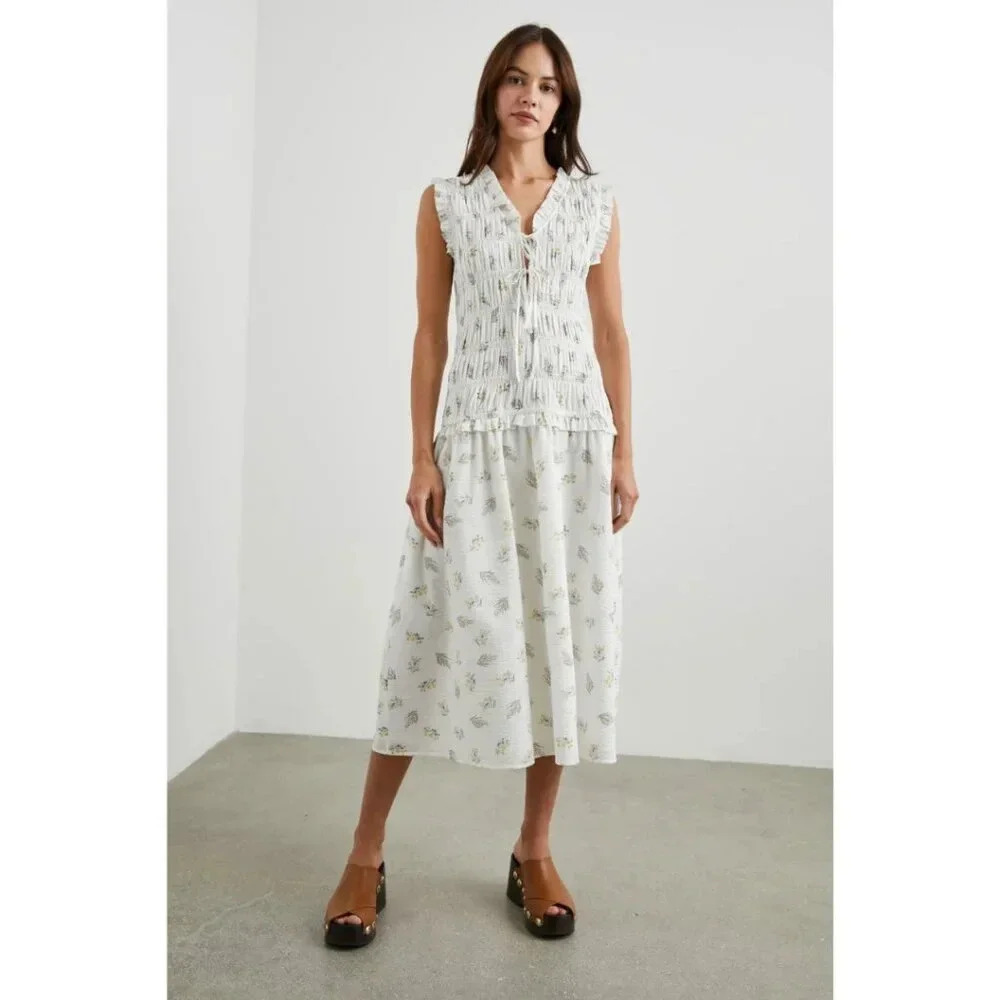 Rails Dion Drop Waist Smocked Dress in Amaryllis Cottagecore Size L